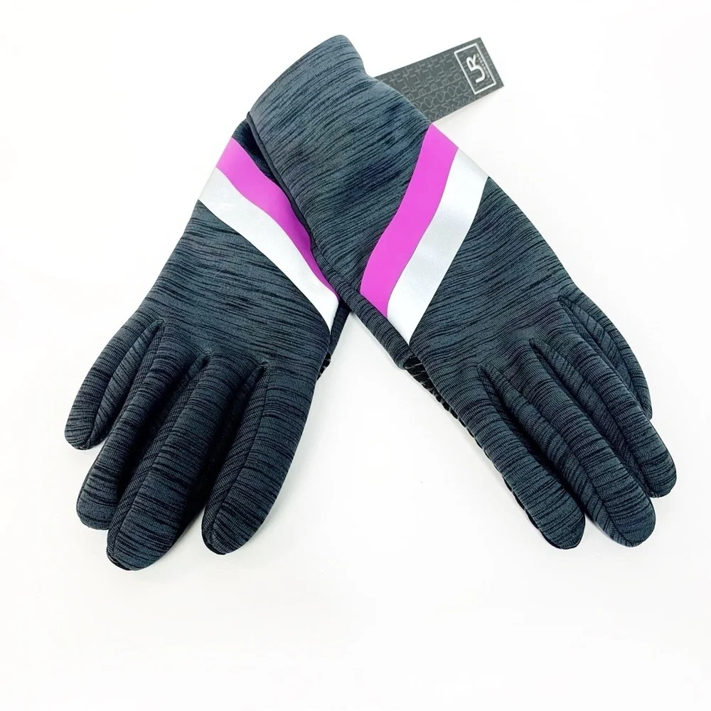 Pink & Grey Knit Earmuff Headphones • Fleece Lined Gloves Set • NWT